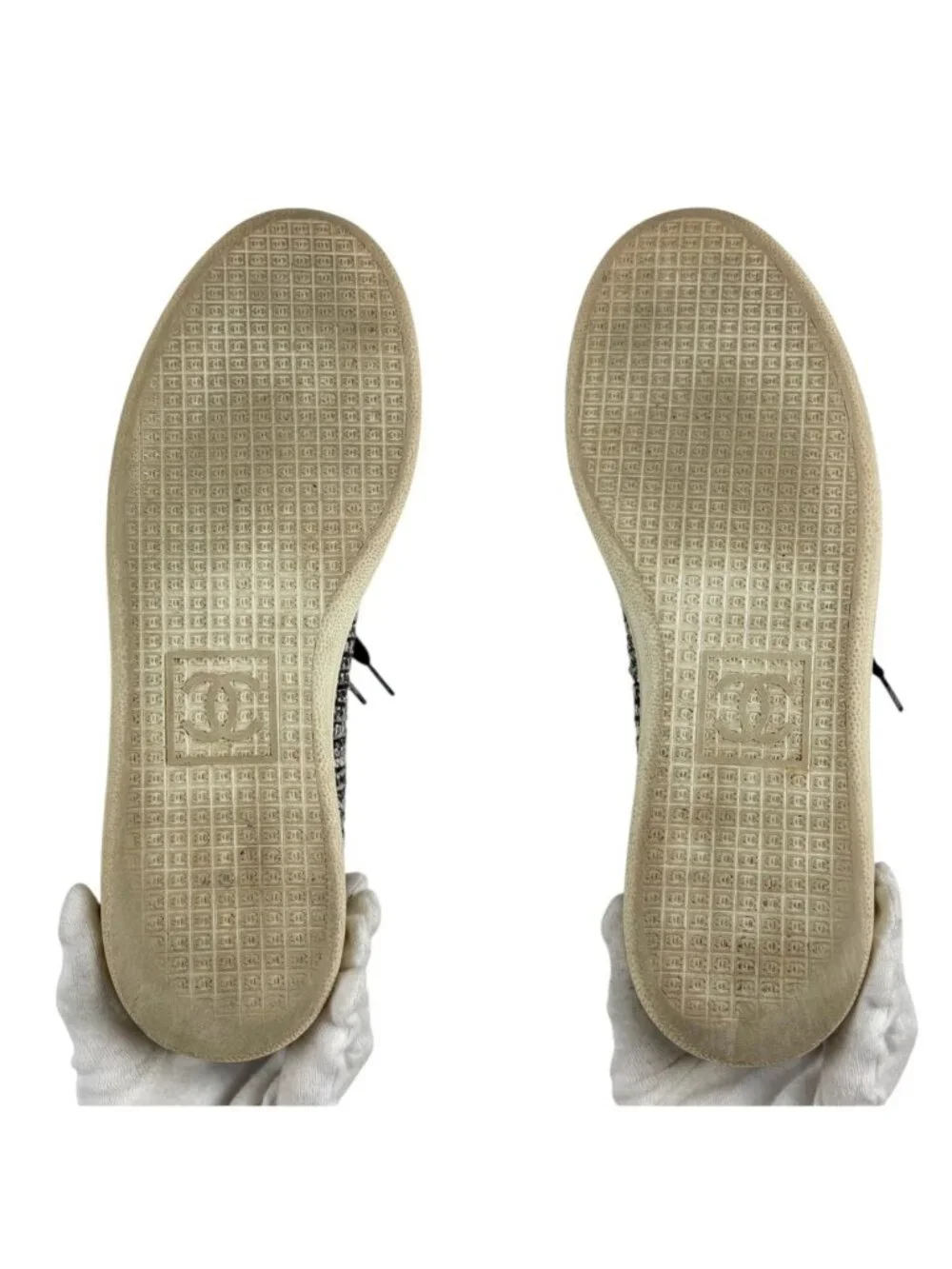 Chanel Tweed Low Cut Sneakers Black CC Logo 39